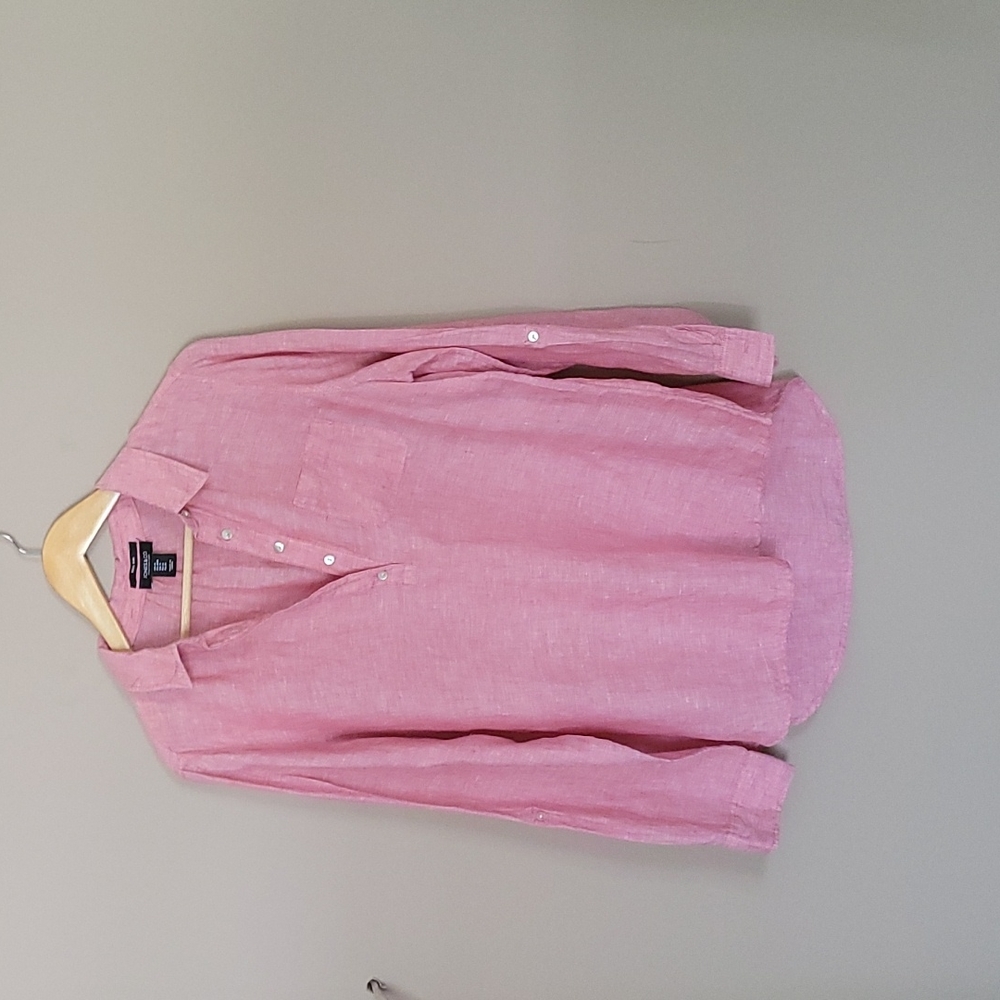 Pink linen button down